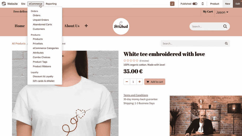 eCommerce Products list in backend