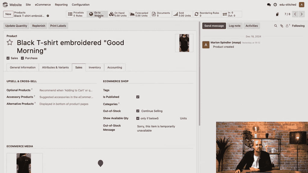 Go to Website button on backend product page