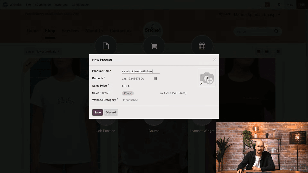 Product name and image upload
