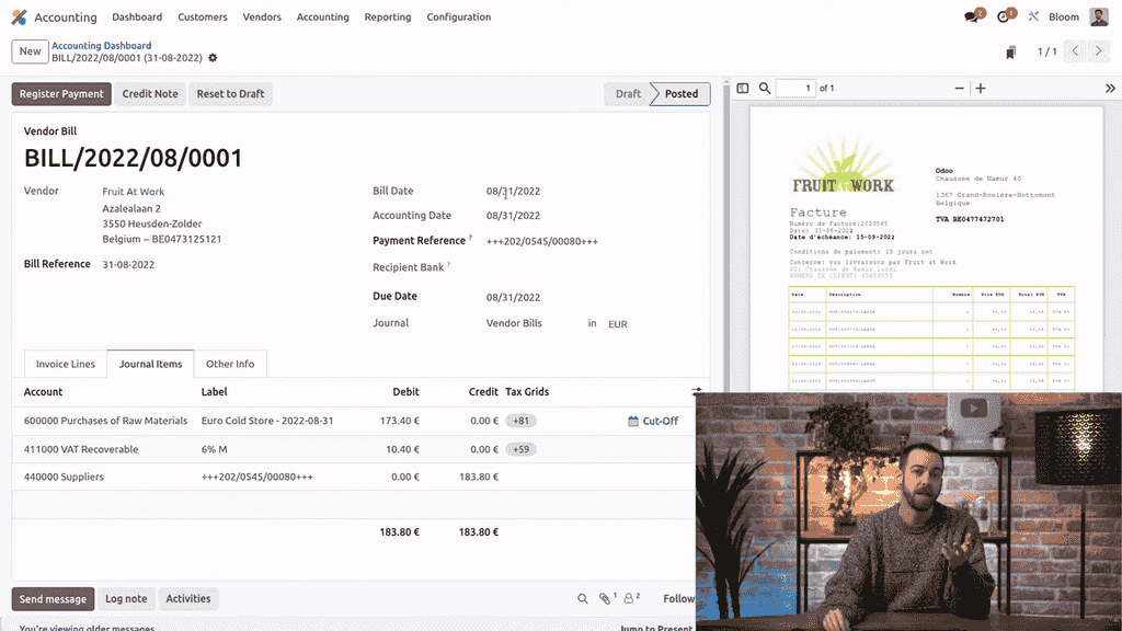 Bill date and accounting date fields on vendor bill