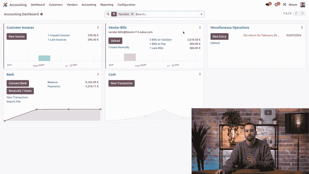 Vendor Bills journal configuration menu