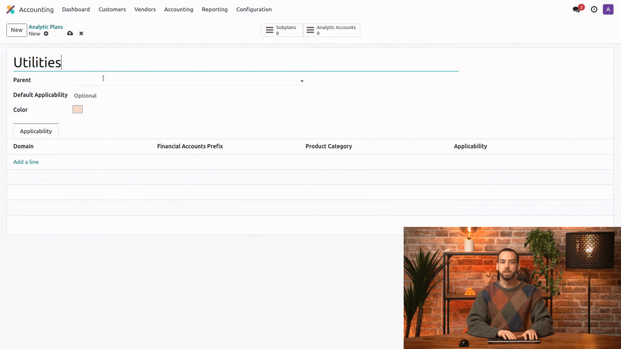 Creating a new analytic plan named Utilities