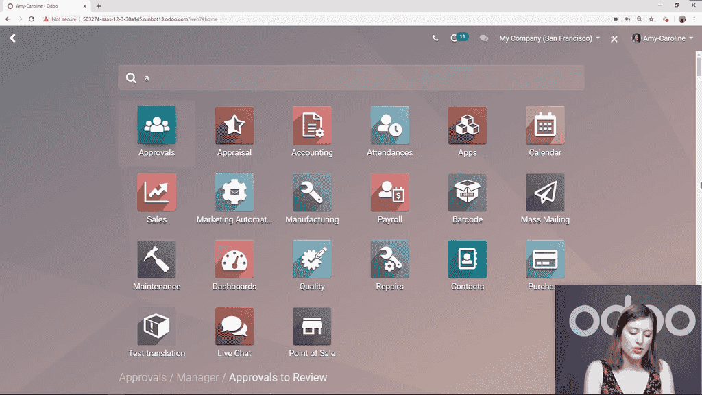 Odoo Attendance app main screen