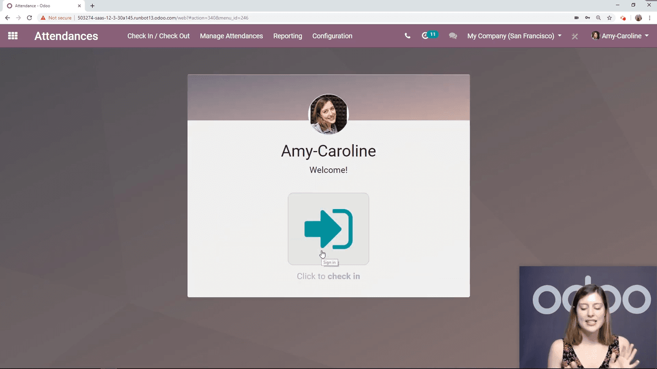 Employee check-out confirmation screen