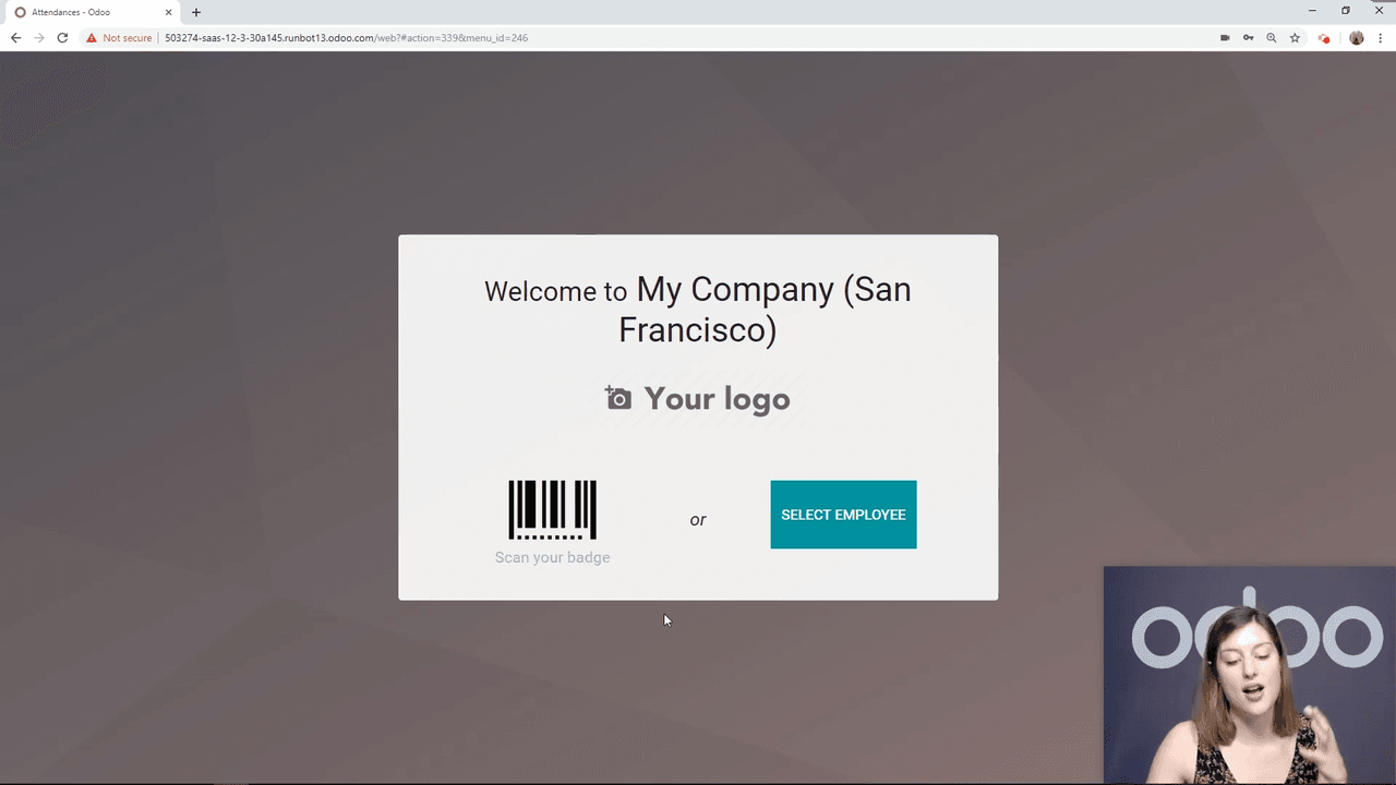 Kiosk mode main screen with scan badge option