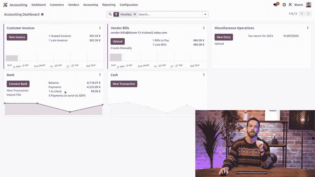 Bank journal dashboard showing To Check link