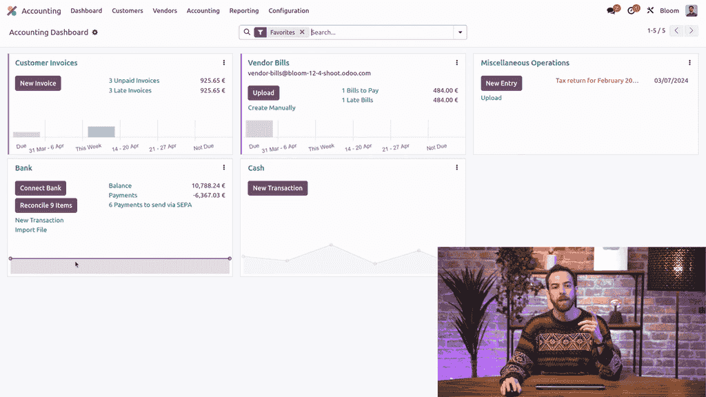 Accounting dashboard with Import File button highlighted