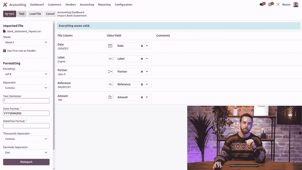 Validation banner showing everything is valid before import