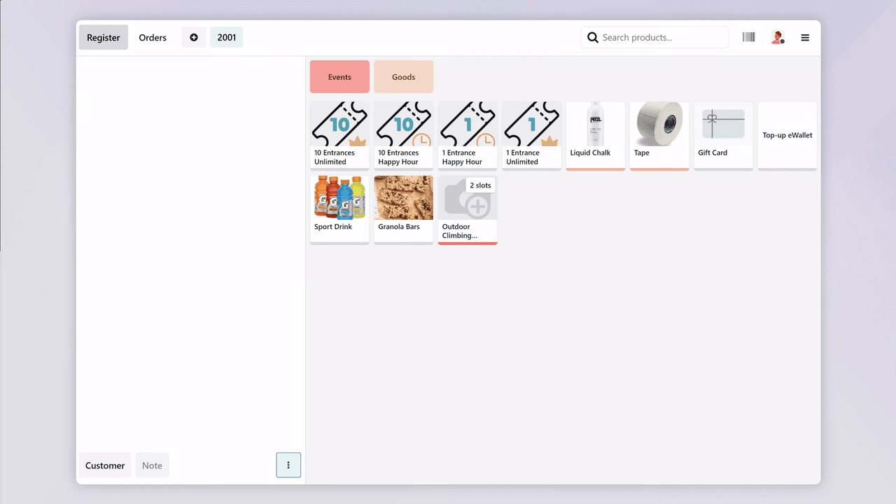 Odoo POS interface during a product sale