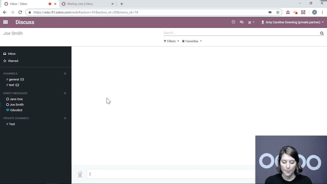 Typing colon in message field with canned response dropdown appearing