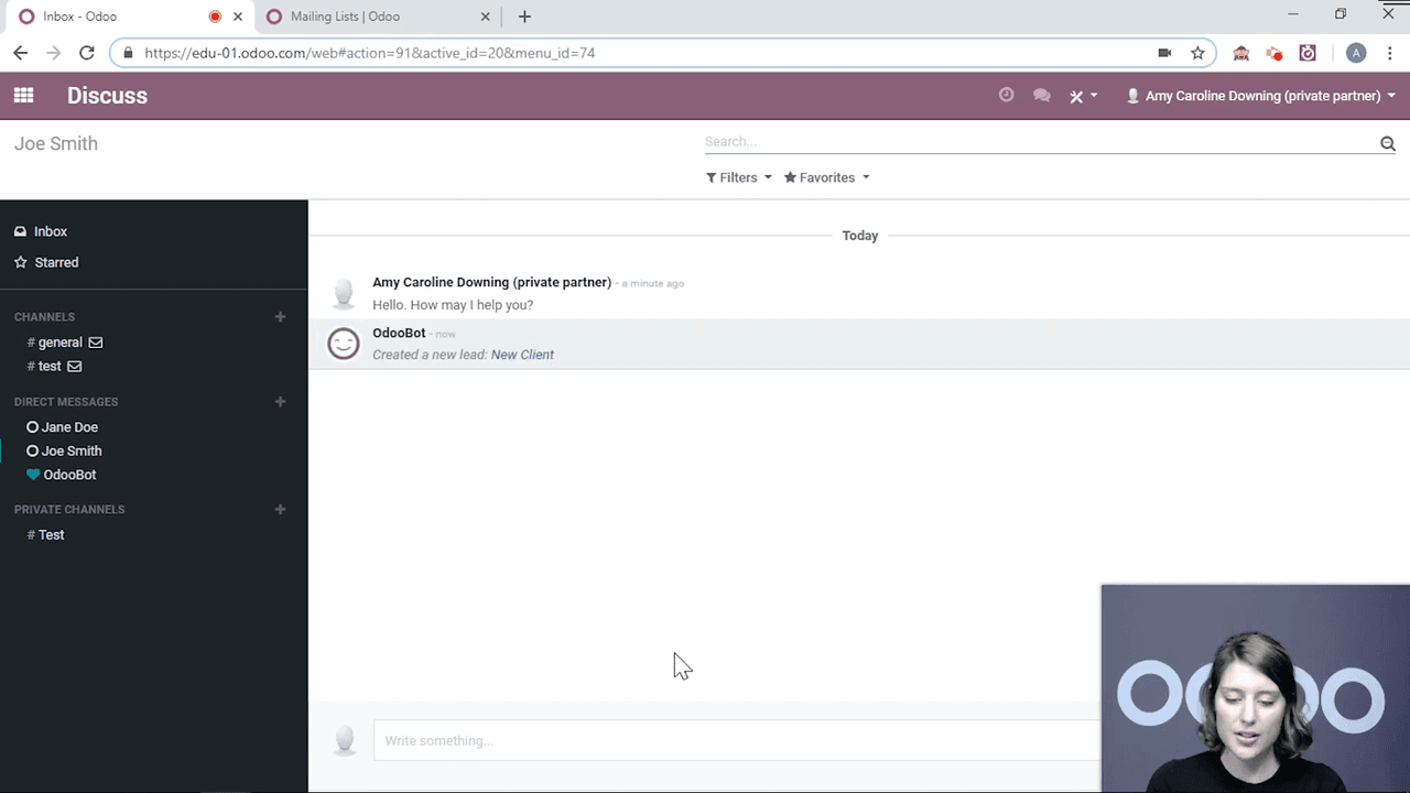Lead created from /lead command with clickable link in chat