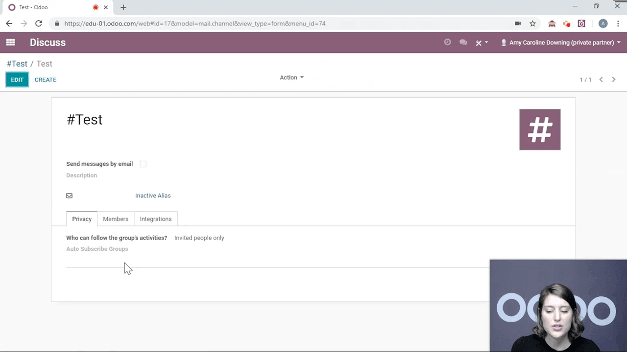 Private channel configuration with limited options