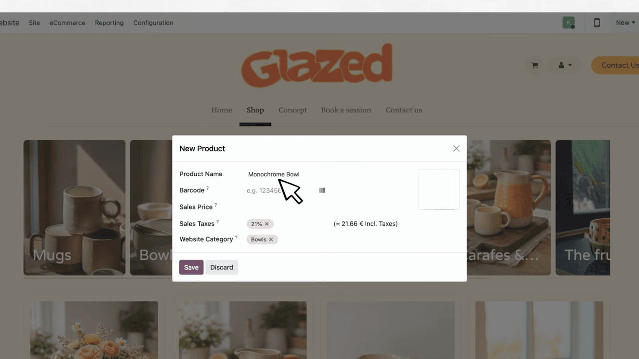 Adding a new product with title, price, and picture