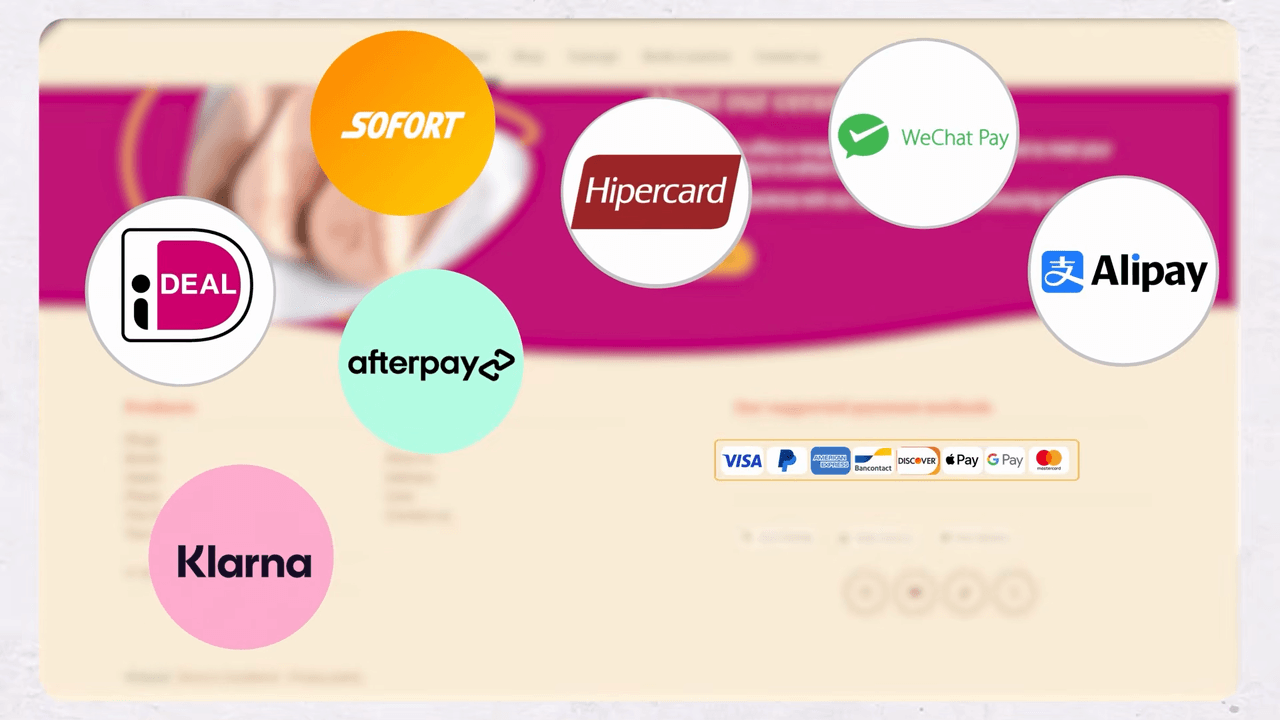 Payment method icons displayed in the website footer