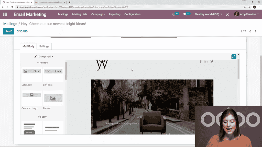 Odoo built-in email template library