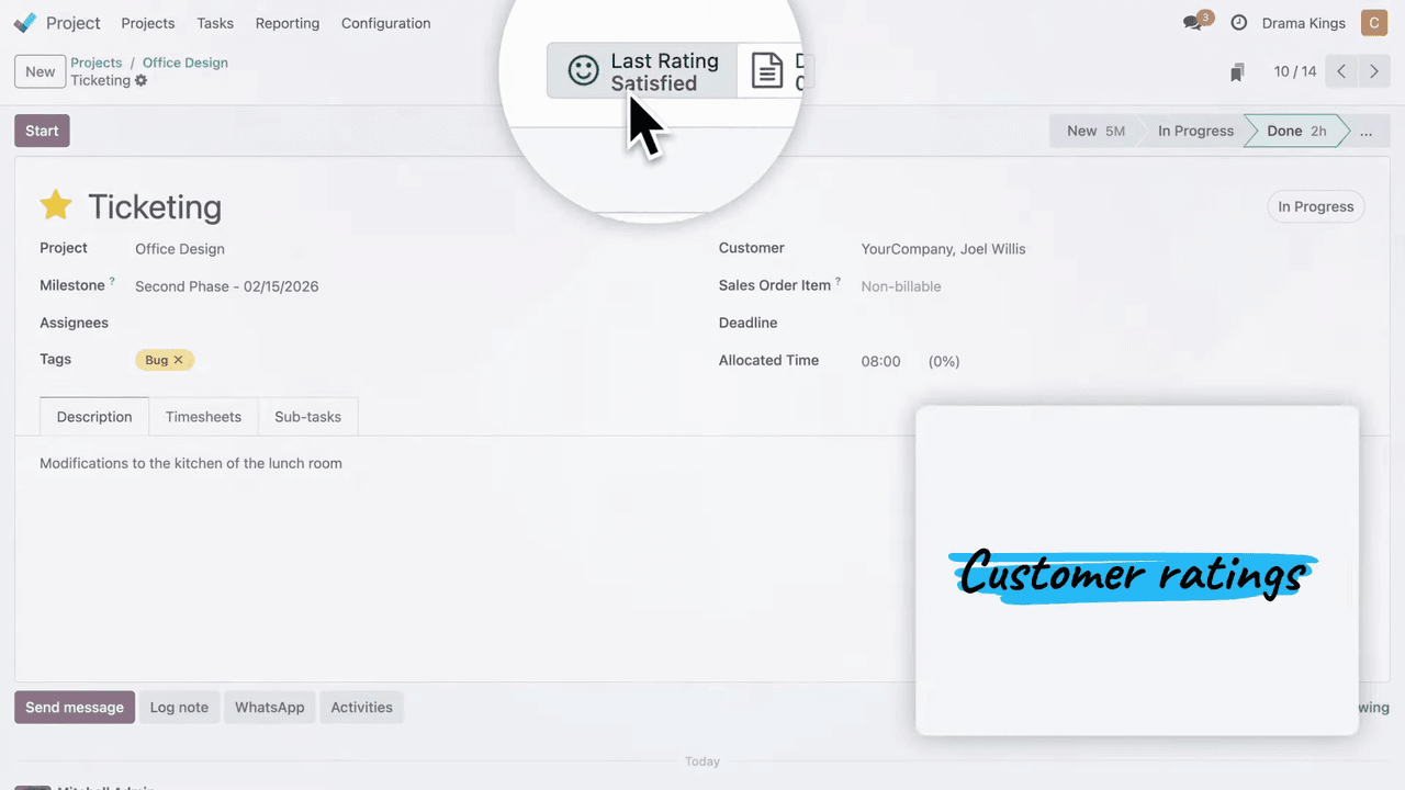 Customer ratings feature on completed tasks
