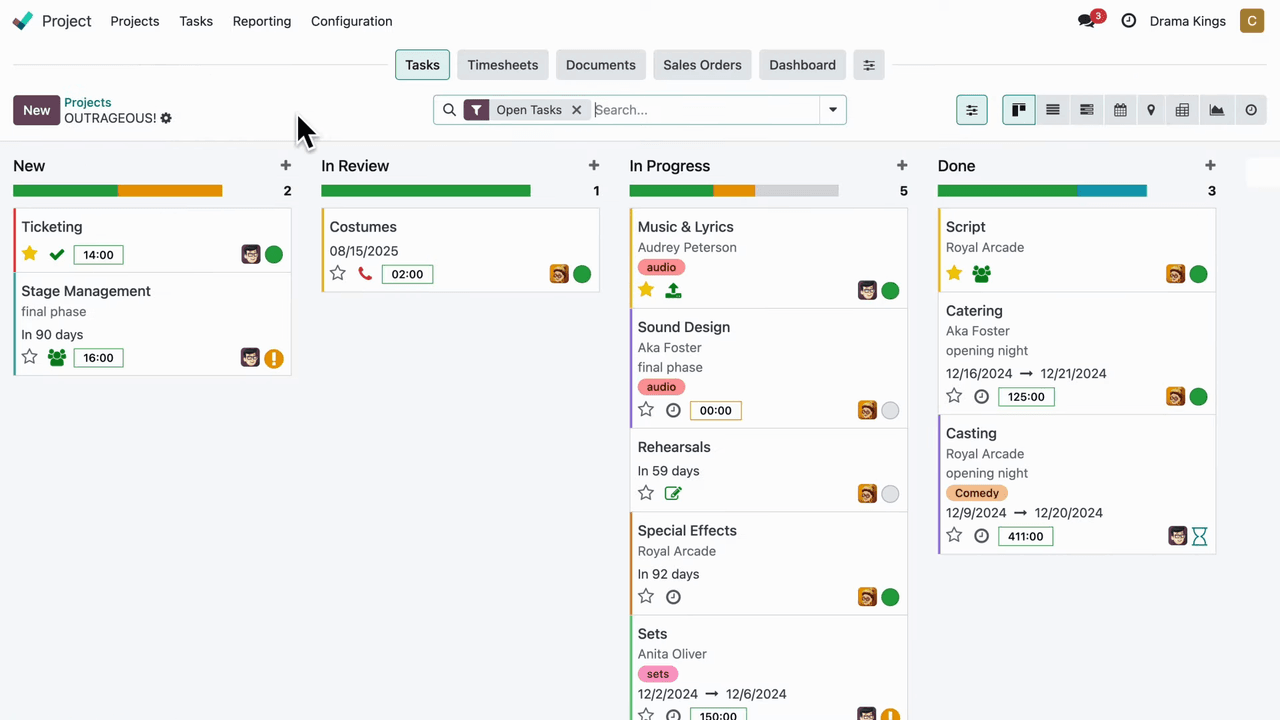 Task with subtasks breakdown view