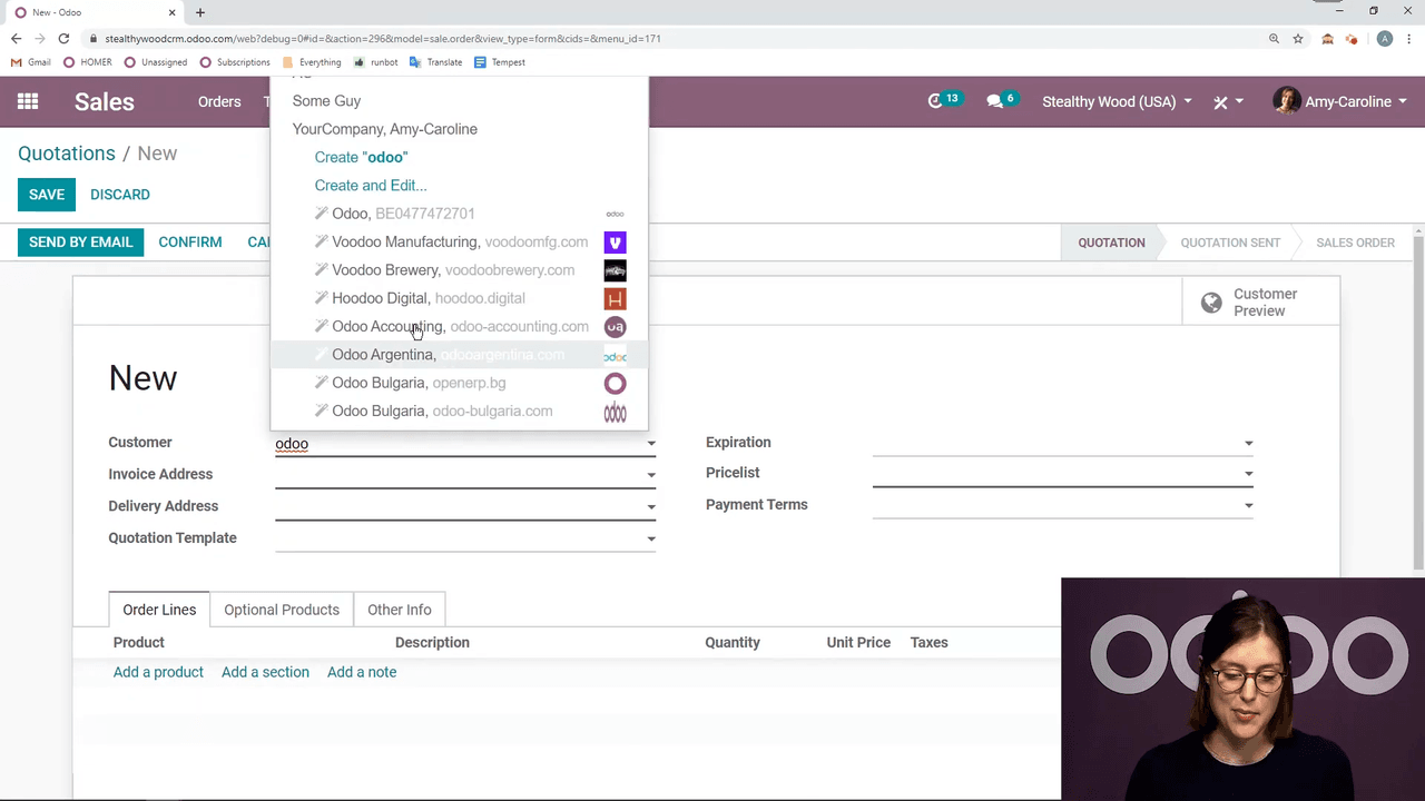 Auto-complete search results for customer name