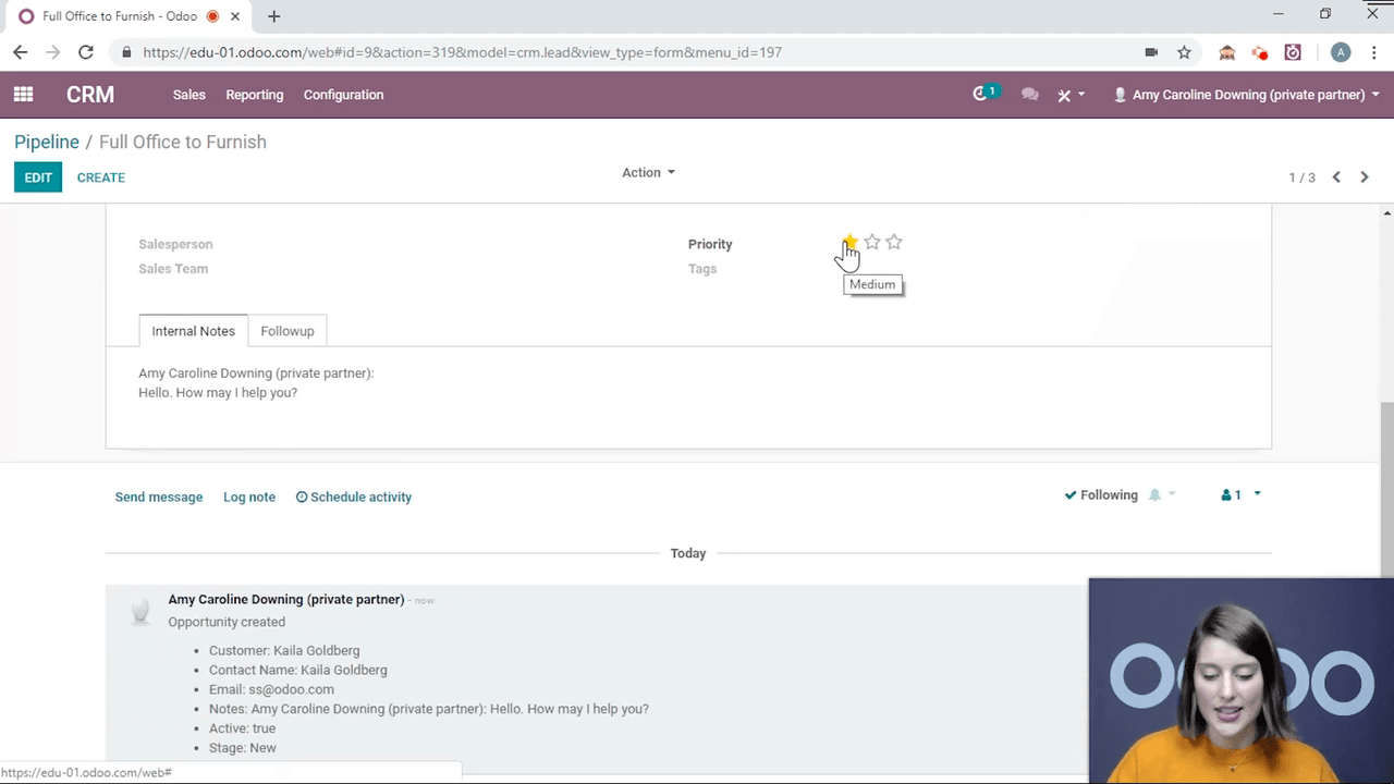Chatter section at the bottom of a CRM lead