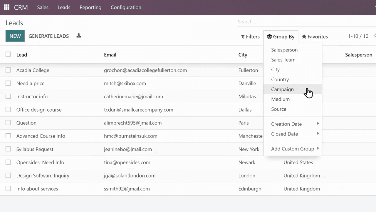 Odoo apps integration overview showing CRM, Accounting, and Project connections