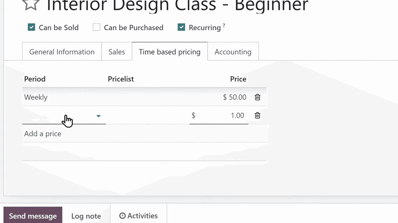 Time-based pricing configuration with multiple recurrence options