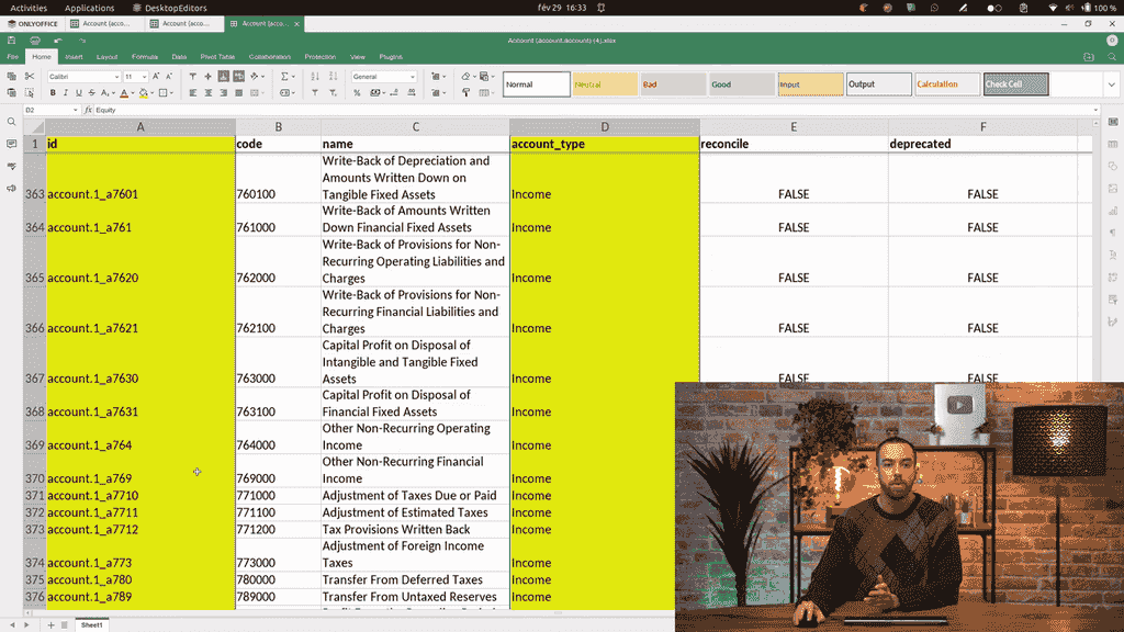 New account row added at the bottom of the spreadsheet with fields filled in