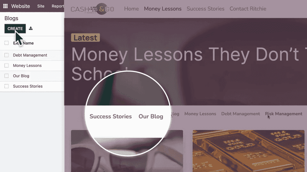 Blog category management interface