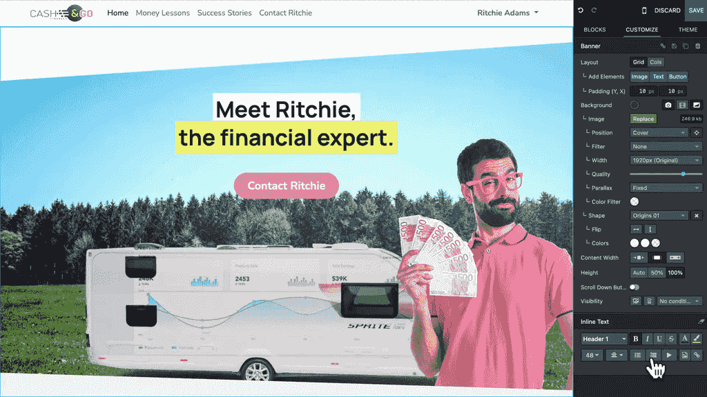 Shape divider creating a smooth transition between banner and content