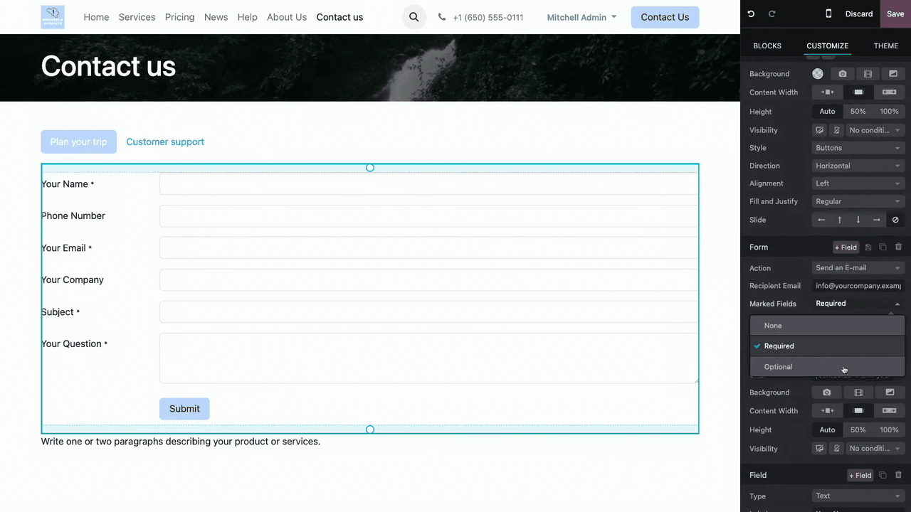 Star marker options for required, optional, and none