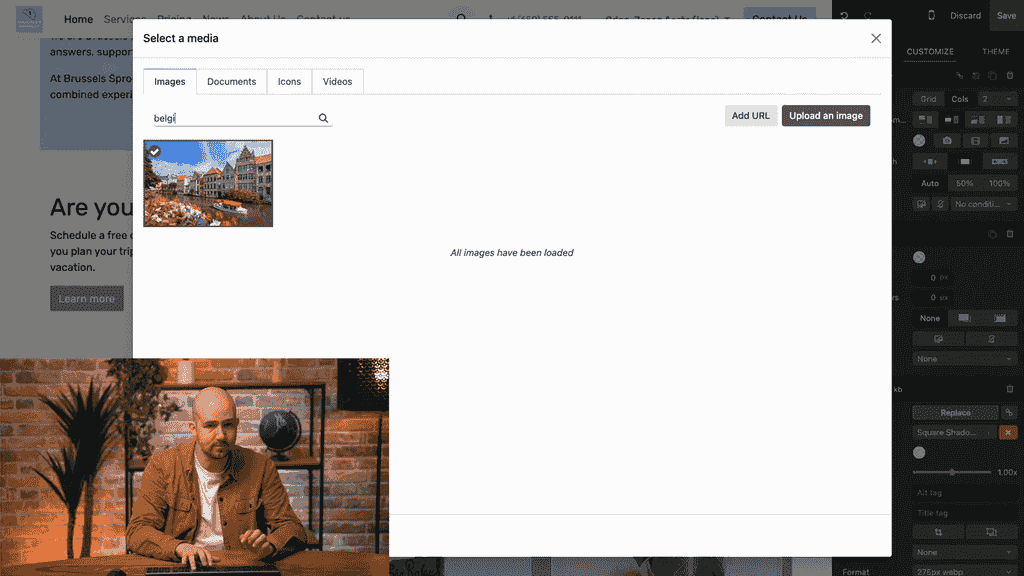 Unsplash image search results in Odoo